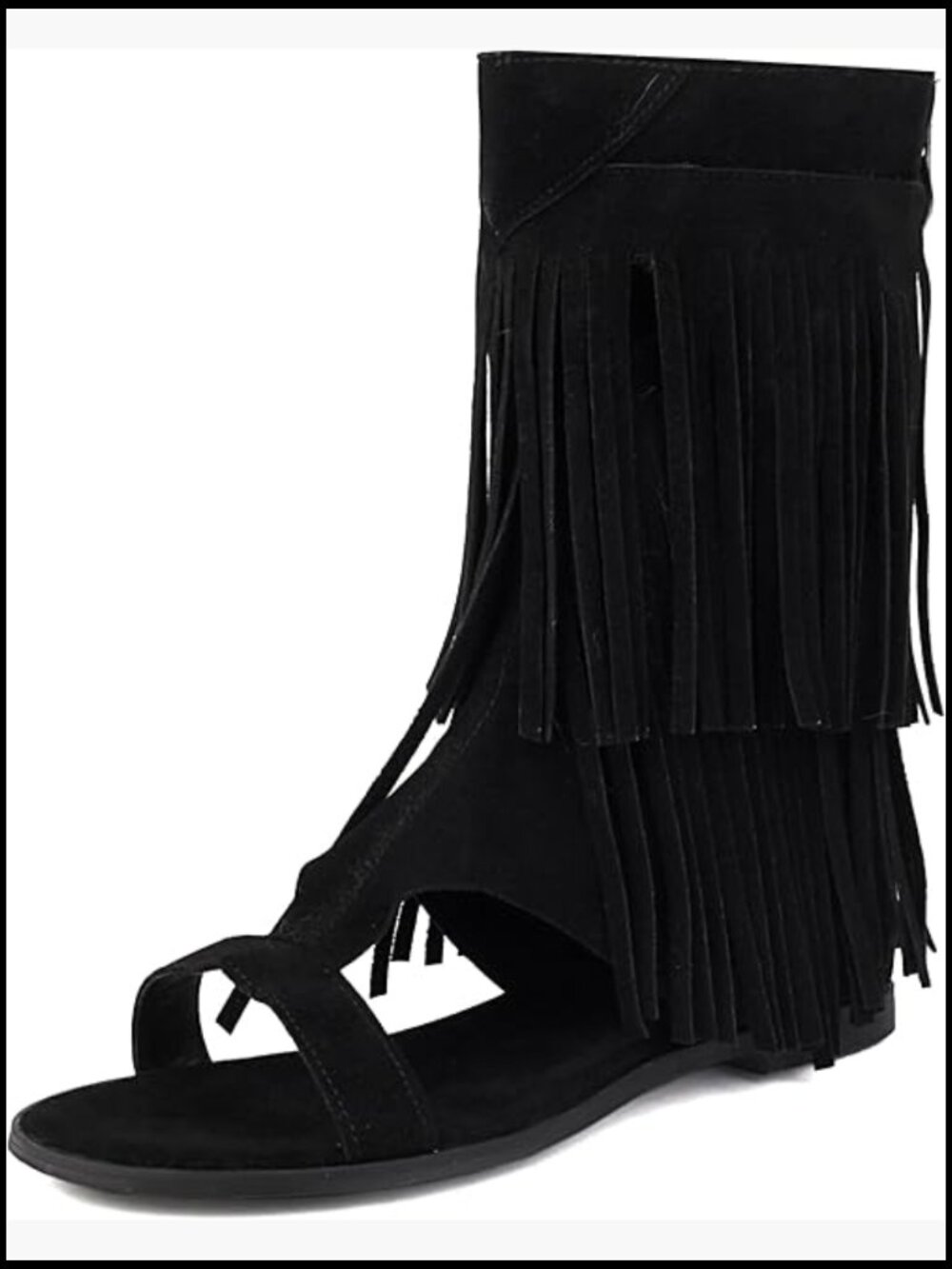 Tassel Mid Calf Boots Flat Roman Gladiator Sandals Casual Summer